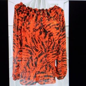 NWT Sz 12 Michael Kors Red & Black Blouse